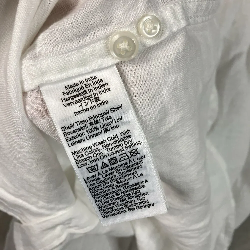 J Crew Button Down Shirt Mens S White Baird McNutt Irish Linen Classic Fit BE554